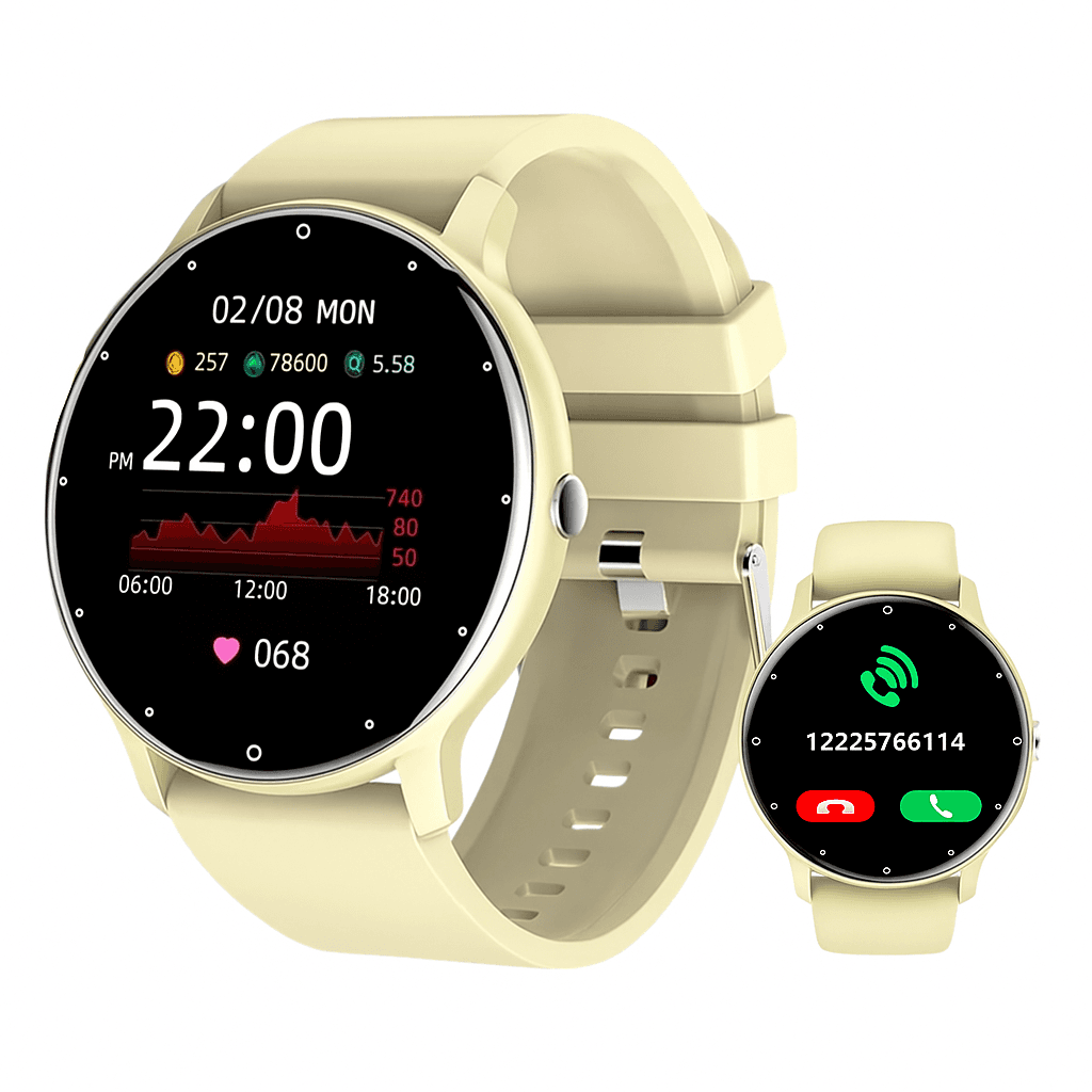 Reloj Smartwatch deportivo con medidor de presion y micrófono color hueso